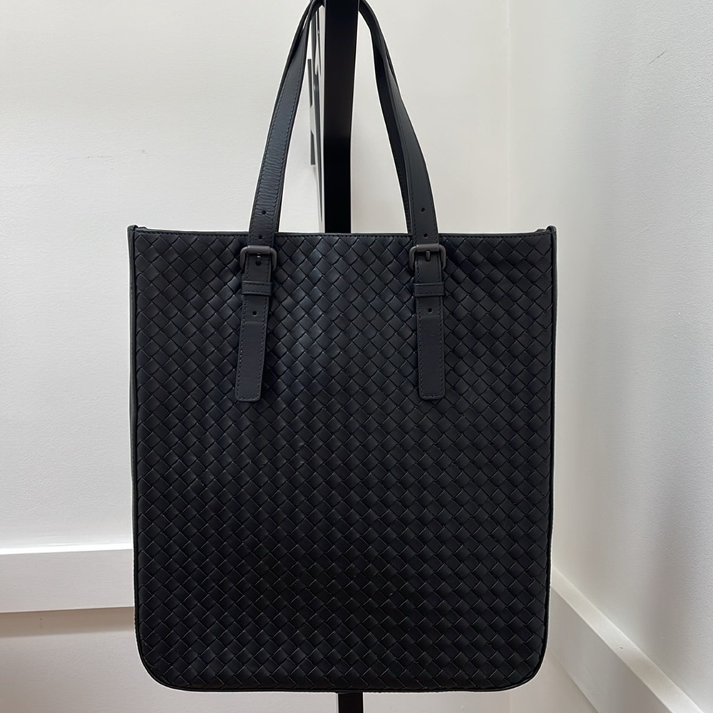 SOLD VC: BOTTEGA VENETA black leather Intrecciato men’s briefcase - Picture 2 of 12